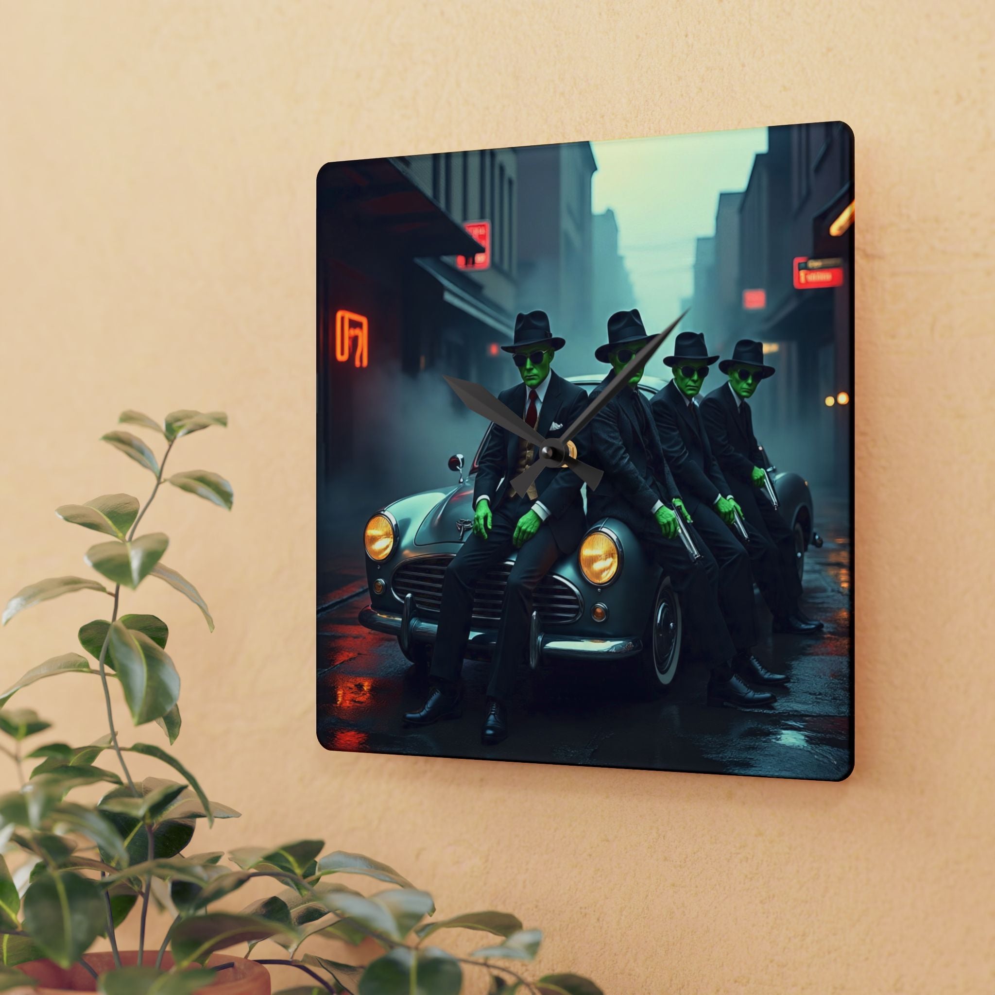 Alien Gangster Acrylic Wall Clock