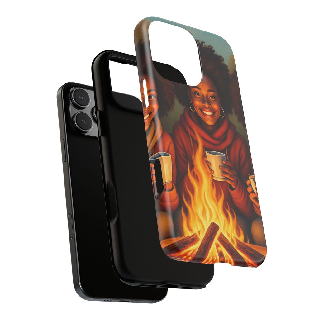 Cozy Phone Case for Campfire Lovers, Tough Cases with Inspirational Design, Perfect Gift for Friends, Birthday Present, Nature Vibe