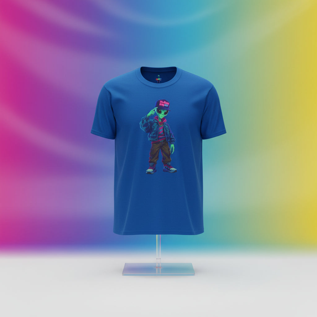 VYBZ Vibrant Alien Graphic Tee - Unisex Heavy Cotton Tee for Casual Wear, Gifts, Streetwear, Festivals, Unique Style