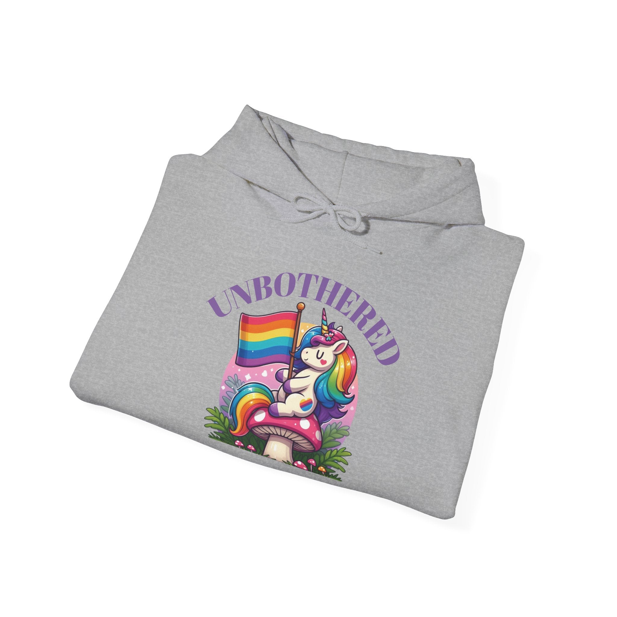 VYBZ "UNBOTHERED" Hoodie for All Ages, LGBTQ+ Gift, Cozy Sweatshirt, Cute Animal Apparel, Fun Pride Merchandise