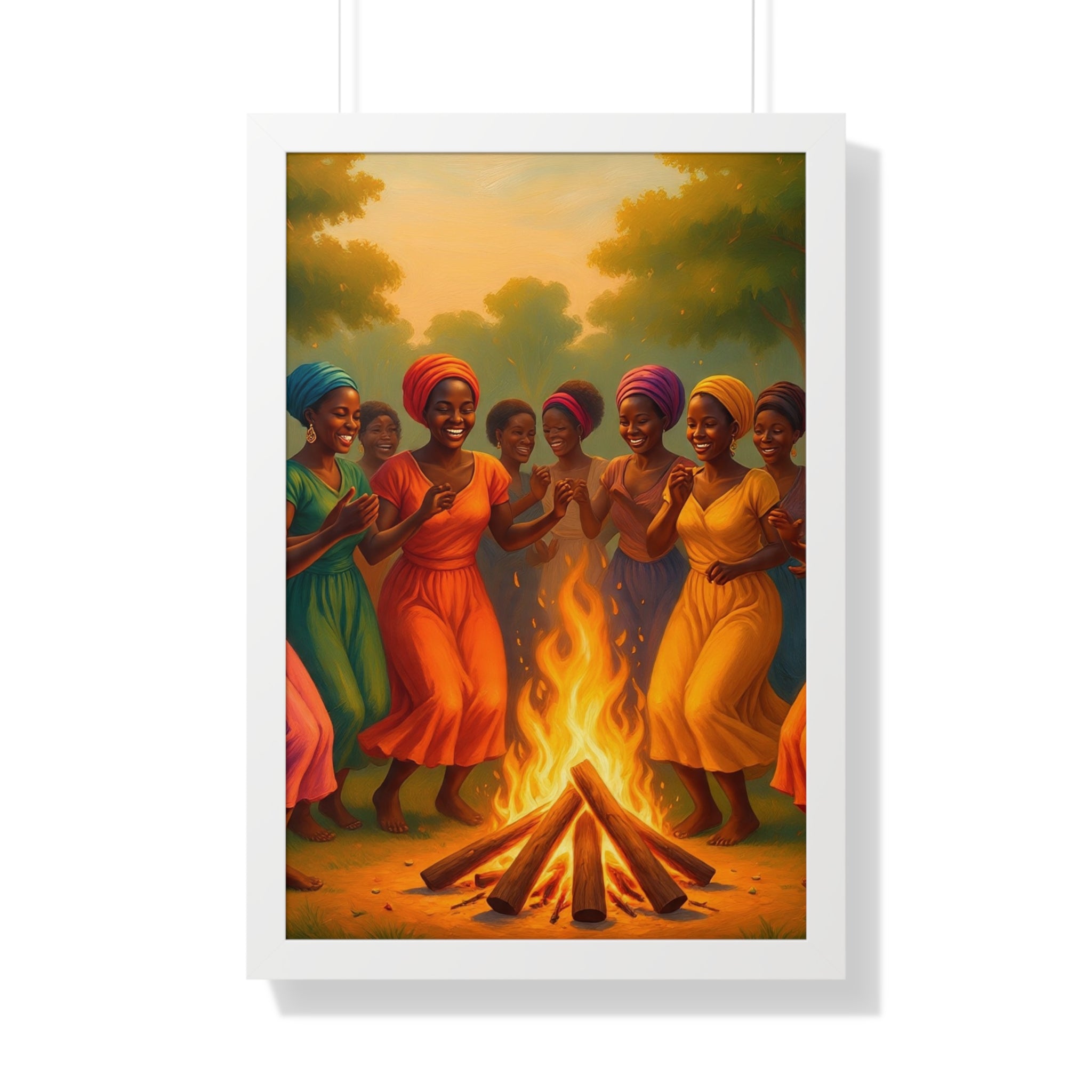 African Women Dance Bonfire Poster