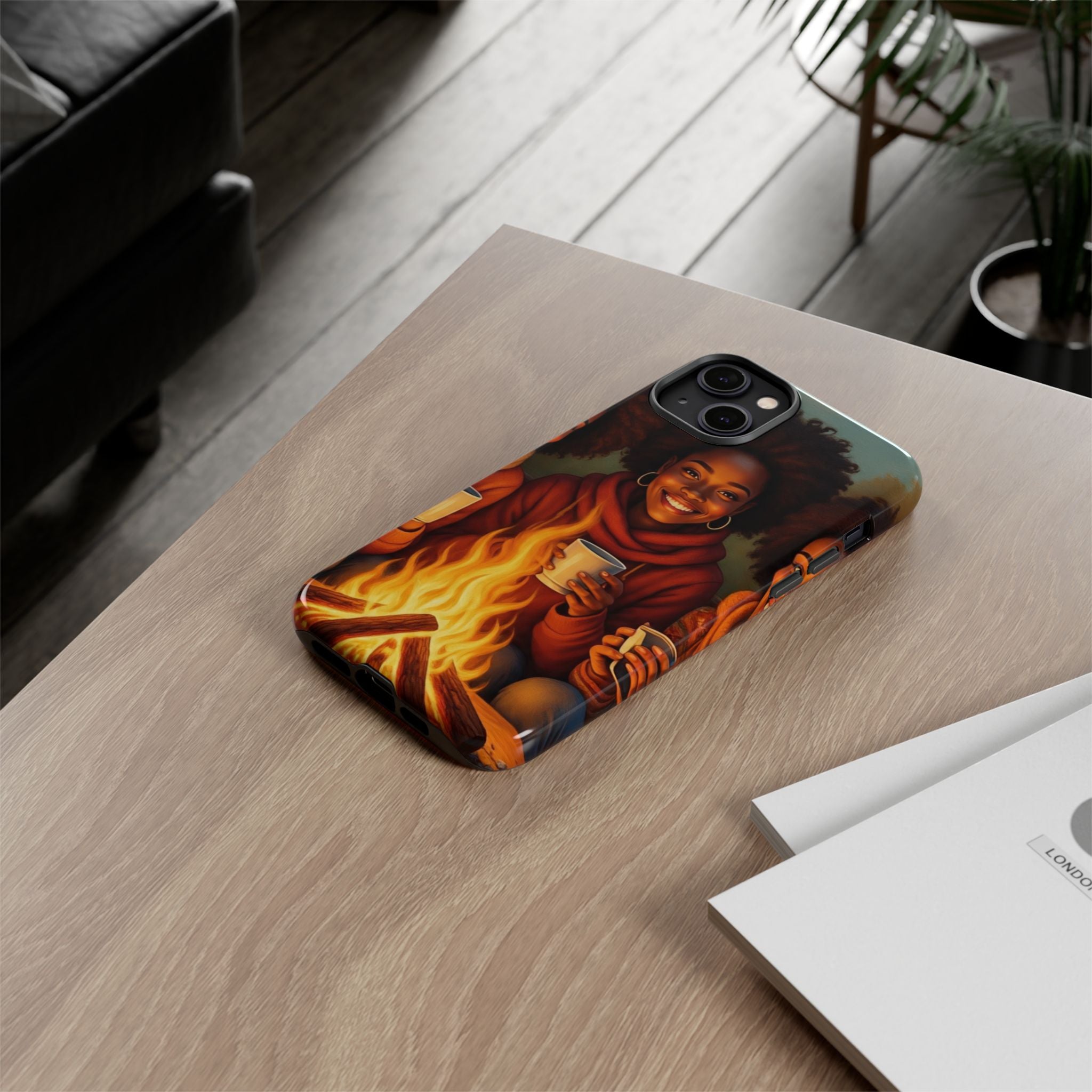 Cozy Phone Case for Campfire Lovers, Tough Cases with Inspirational Design, Perfect Gift for Friends, Birthday Present, Nature Vibe