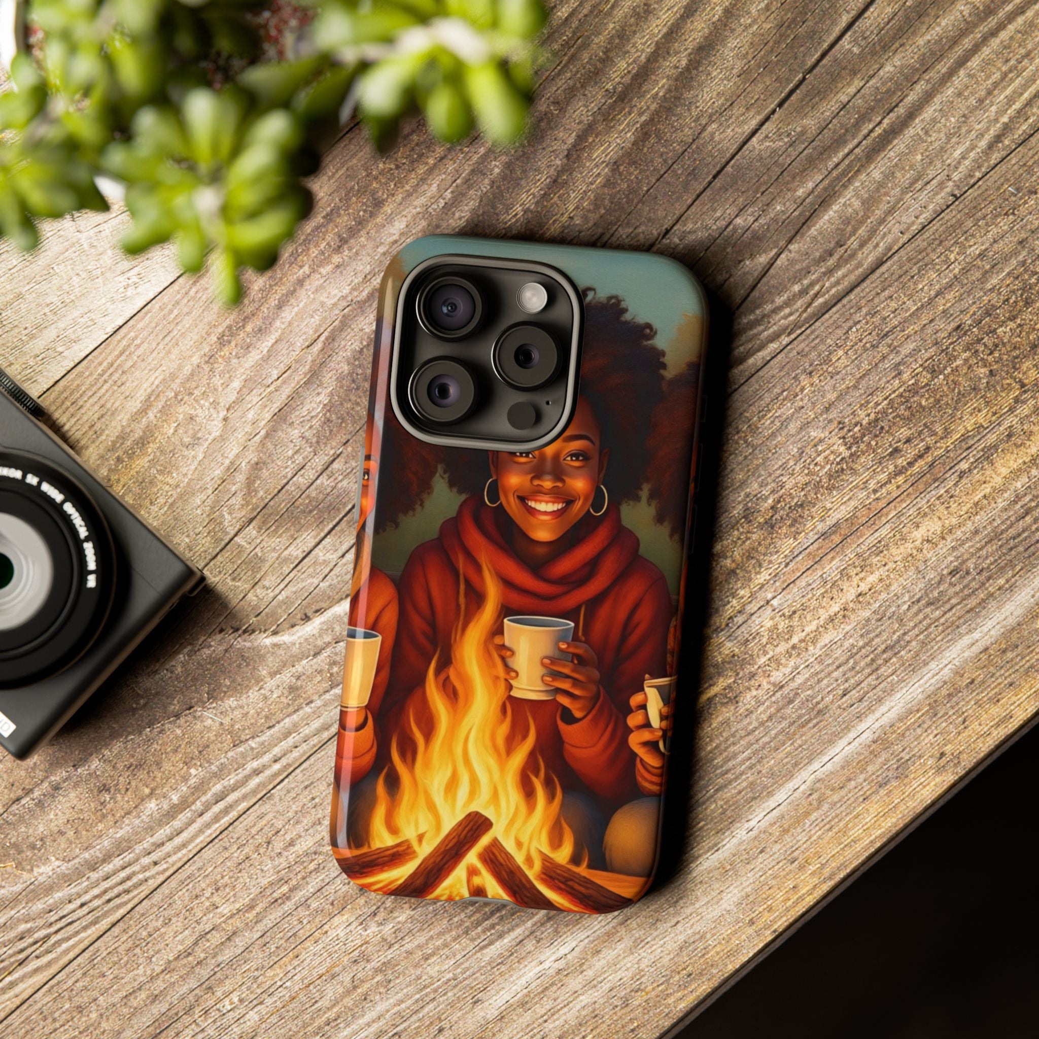 Cozy Phone Case for Campfire Lovers, Tough Cases with Inspirational Design, Perfect Gift for Friends, Birthday Present, Nature Vibe