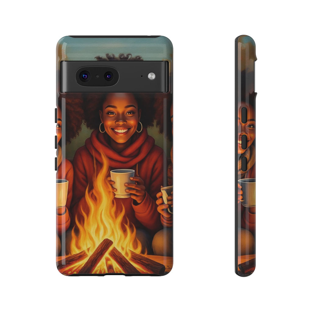Cozy Phone Case for Campfire Lovers, Tough Cases with Inspirational Design, Perfect Gift for Friends, Birthday Present, Nature Vibe