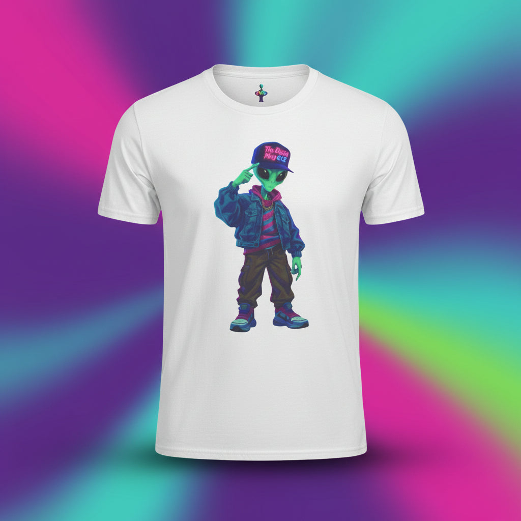 VYBZ Vibrant Alien Graphic Tee - Unisex Heavy Cotton Tee for Casual Wear, Gifts, Streetwear, Festivals, Unique Style