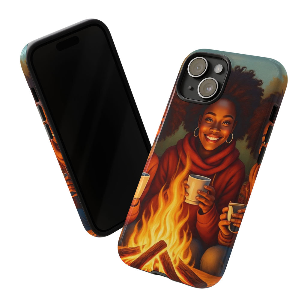 Cozy Phone Case for Campfire Lovers, Tough Cases with Inspirational Design, Perfect Gift for Friends, Birthday Present, Nature Vibe
