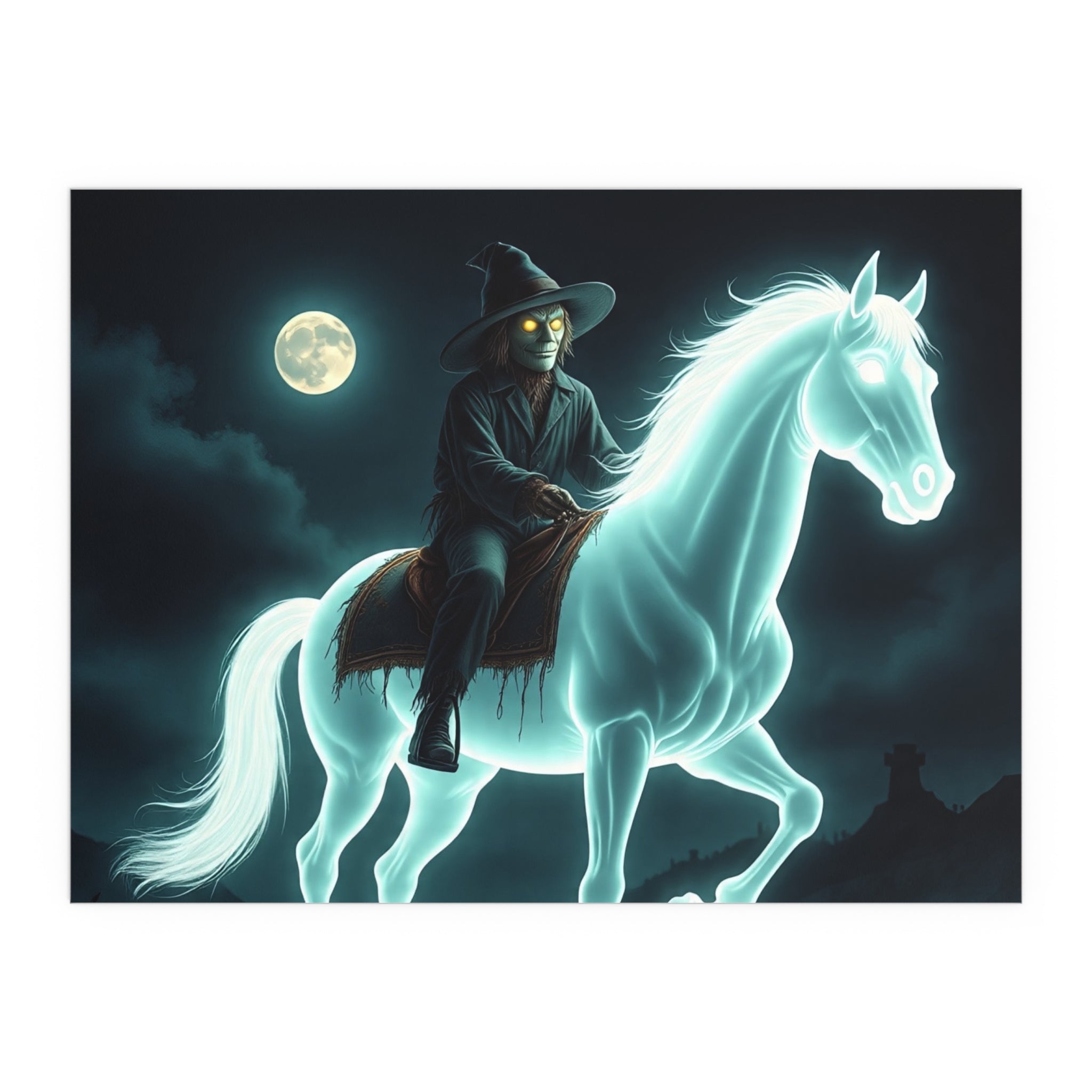 Mystical Wizard Horse Silk Poster, Home Decor, Halloween Art, Wall Art, Gift for Horse Lovers, Indoor and Outdoor Decoration