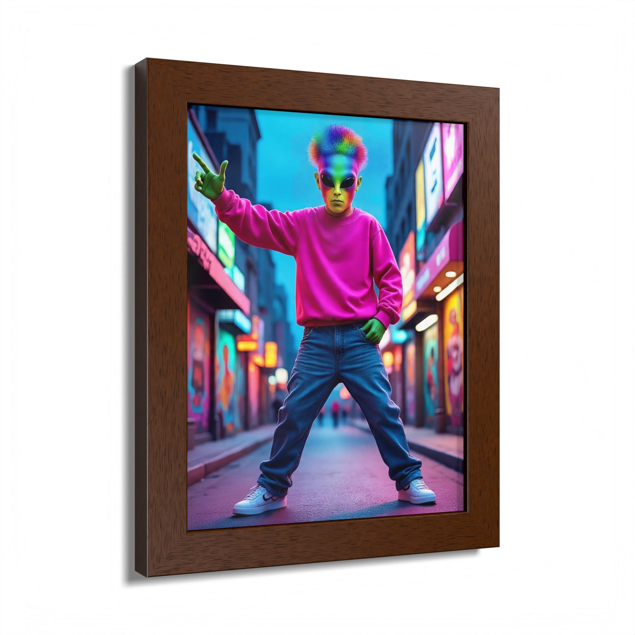 Vibrant Framed Poster, Colorful Wall Art for Home Décor, Funky Room Decoration, Unique Gift for Art Lovers, Retro Vibes, Pop Culture