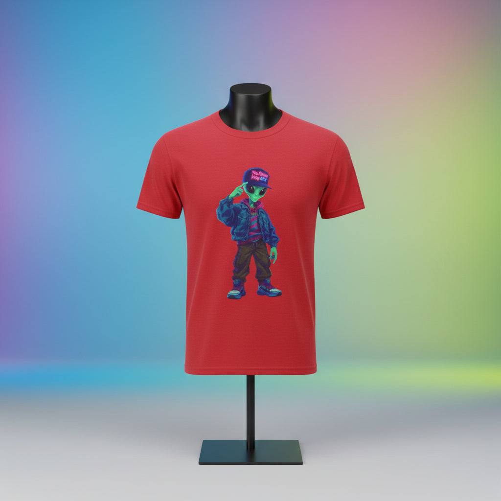 VYBZ Vibrant Alien Graphic Tee - Unisex Heavy Cotton Tee for Casual Wear, Gifts, Streetwear, Festivals, Unique Style
