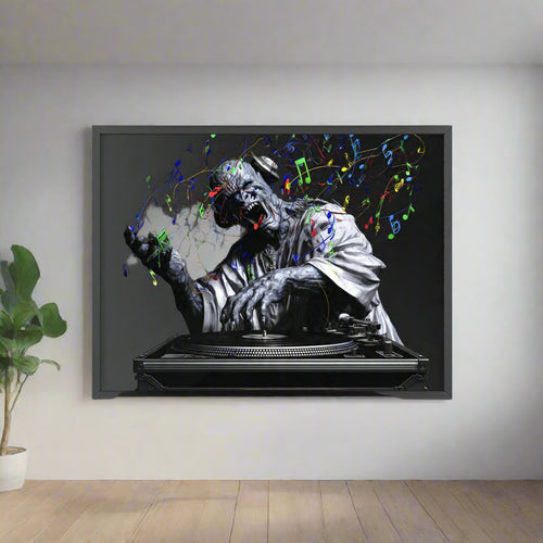 Poster with Wooden Frame - Frankenstein DJ Theme Exclusive Design