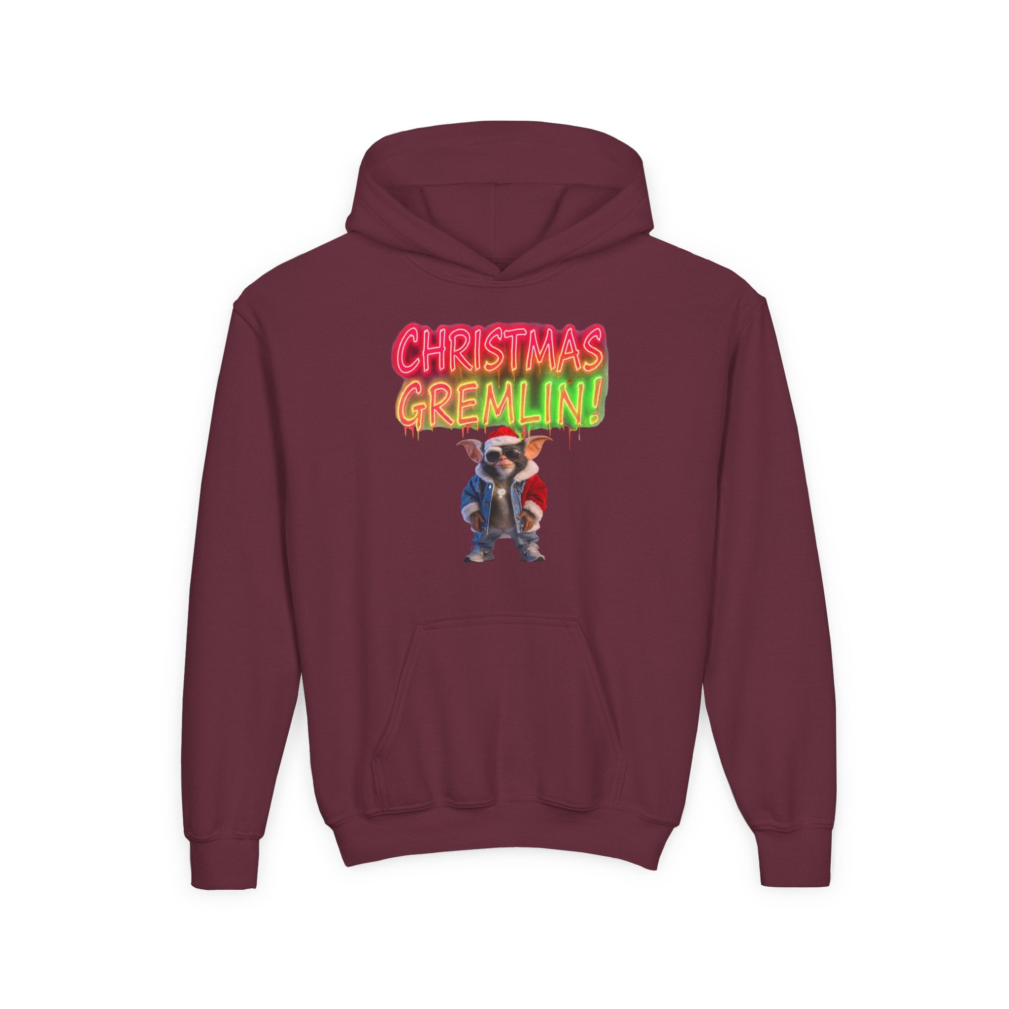 Youth Hoodie — 'Christmas Gremlin' Festive Kids Holiday Sweatshirt