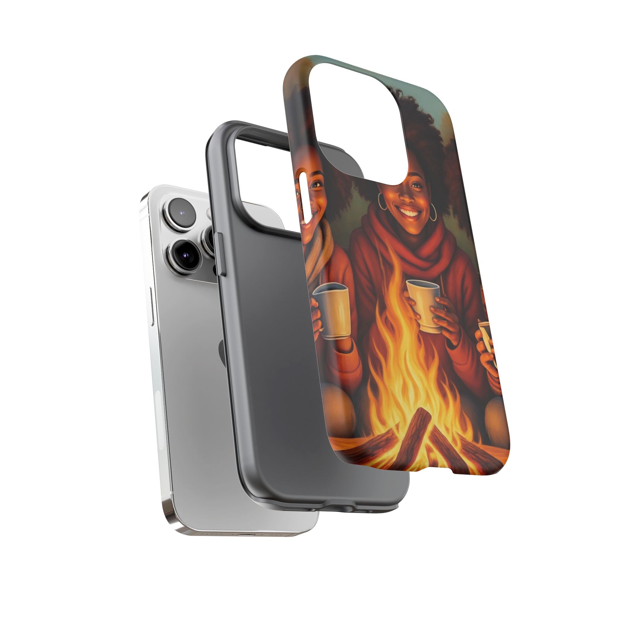 Cozy Phone Case for Campfire Lovers, Tough Cases with Inspirational Design, Perfect Gift for Friends, Birthday Present, Nature Vibe