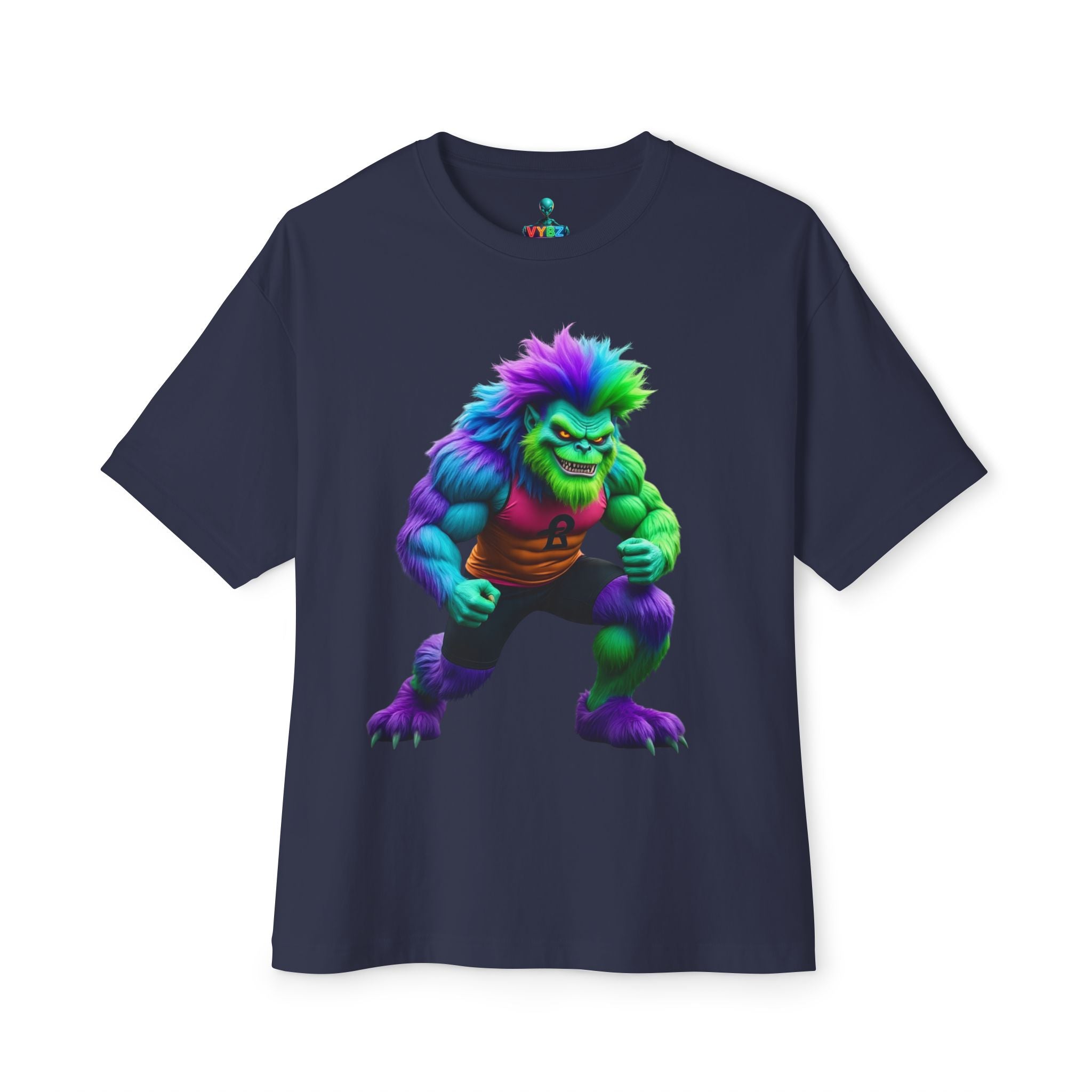 VYBZ Colorful Monster Graphic Tee, Fun Unisex Boxy Shirt, Casualwear for Kids & Adults, Gifts for Birthdays, Festivals, Summer Vibes, Streetwear