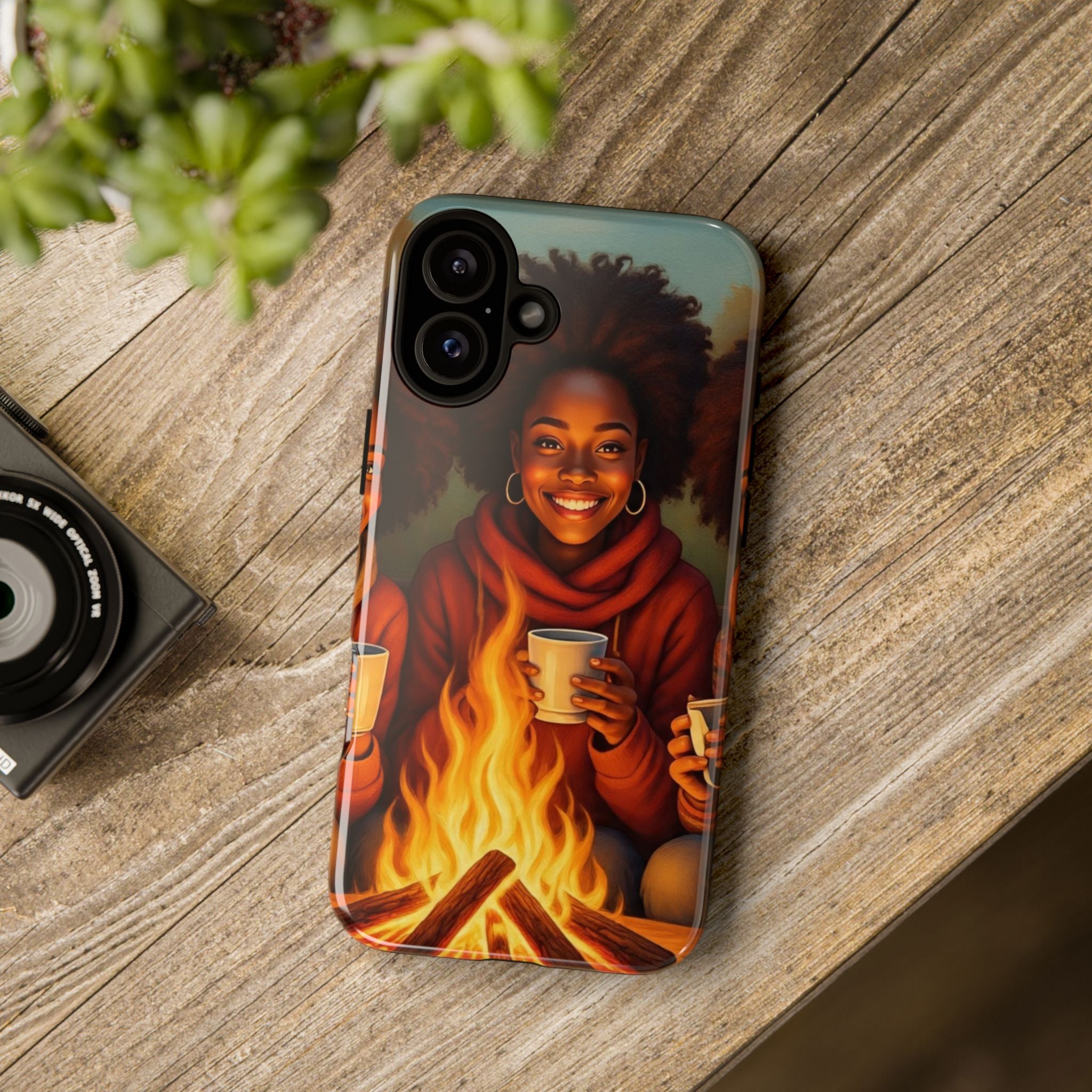 Cozy Phone Case for Campfire Lovers, Tough Cases with Inspirational Design, Perfect Gift for Friends, Birthday Present, Nature Vibe