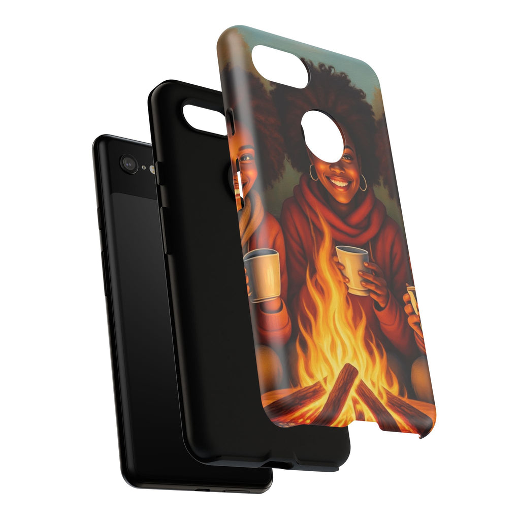 Cozy Phone Case for Campfire Lovers, Tough Cases with Inspirational Design, Perfect Gift for Friends, Birthday Present, Nature Vibe