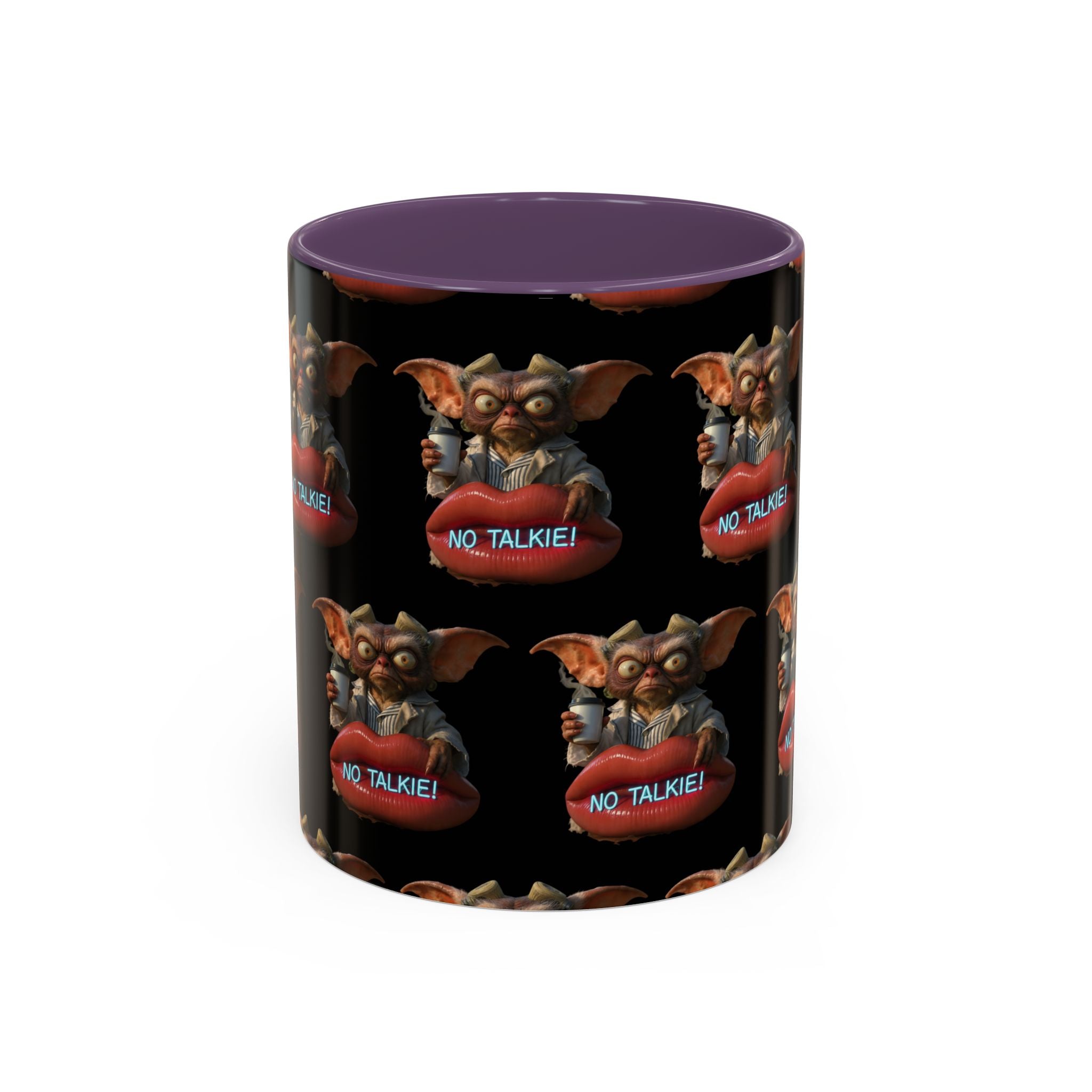 No Talkie Coffee Mug — Funny Grumpy Creature Accent Mug (11/15oz)