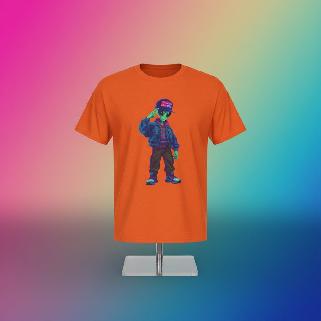 VYBZ Vibrant Alien Graphic Tee - Unisex Heavy Cotton Tee for Casual Wear, Gifts, Streetwear, Festivals, Unique Style