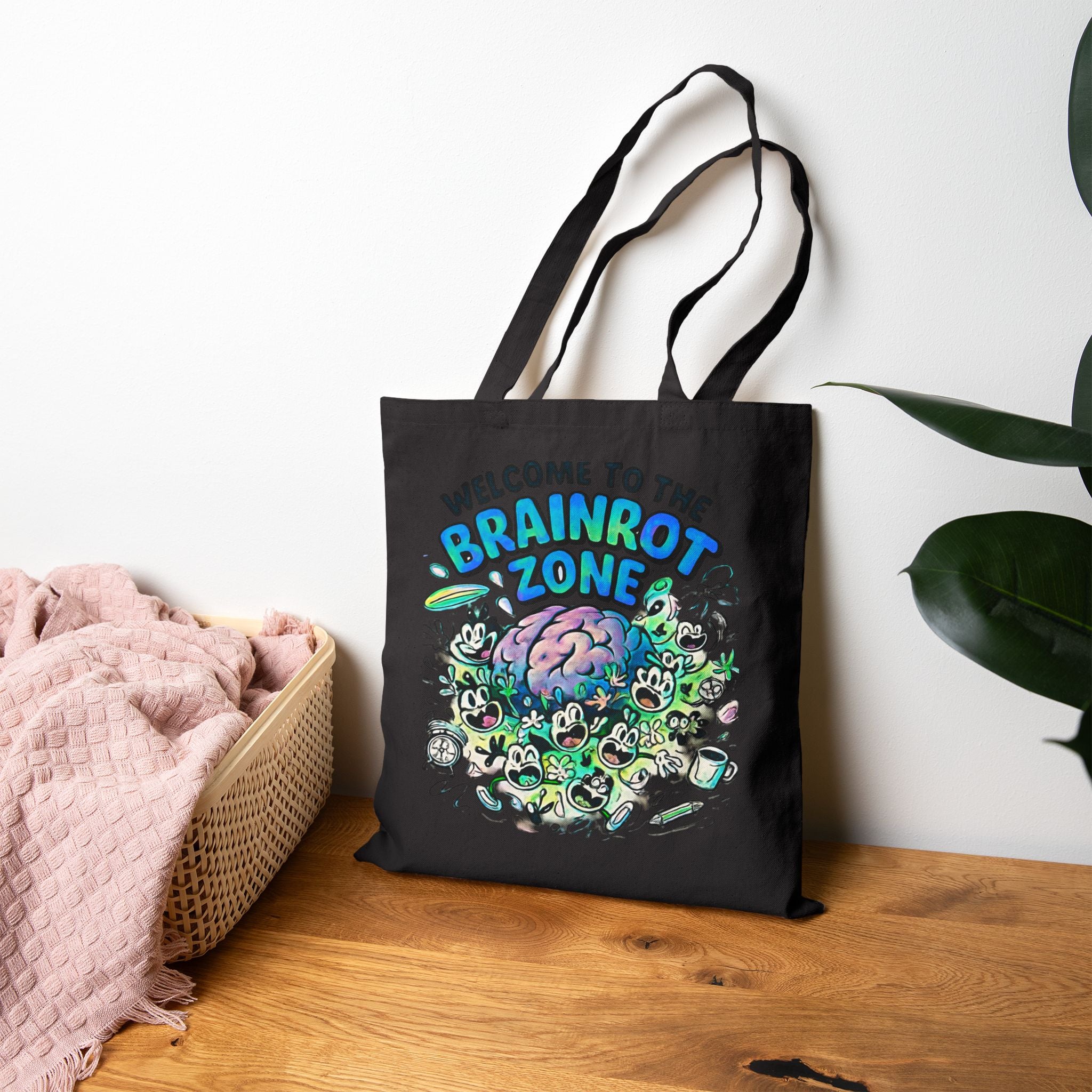 Brainrot Zone Cotton Canvas Tote Bag
