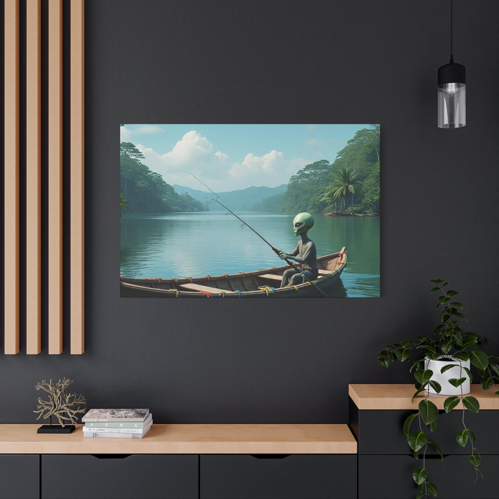 Alien Fishing Canvas Art