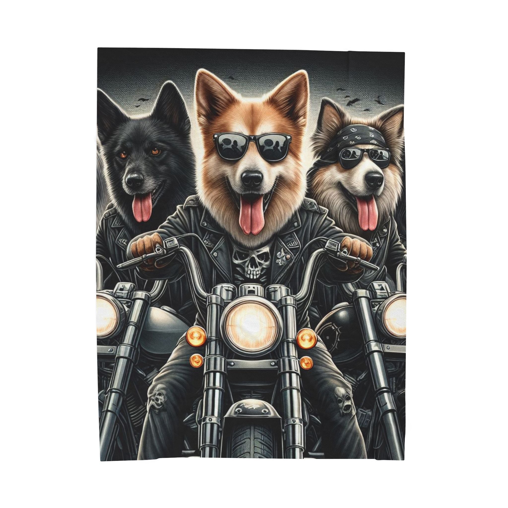 Motorcycle Dogs Velveteen Plush Blanket