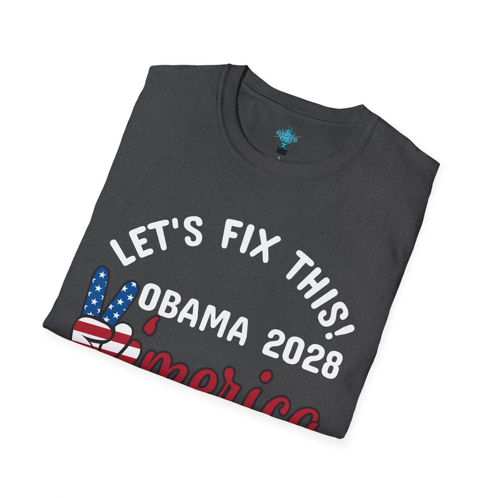 VYBZ Obama 2028 Unisex Softstyle T-Shirt, Casual Wear, Political Statement Tee, Gift for Activists, Election Merchandise