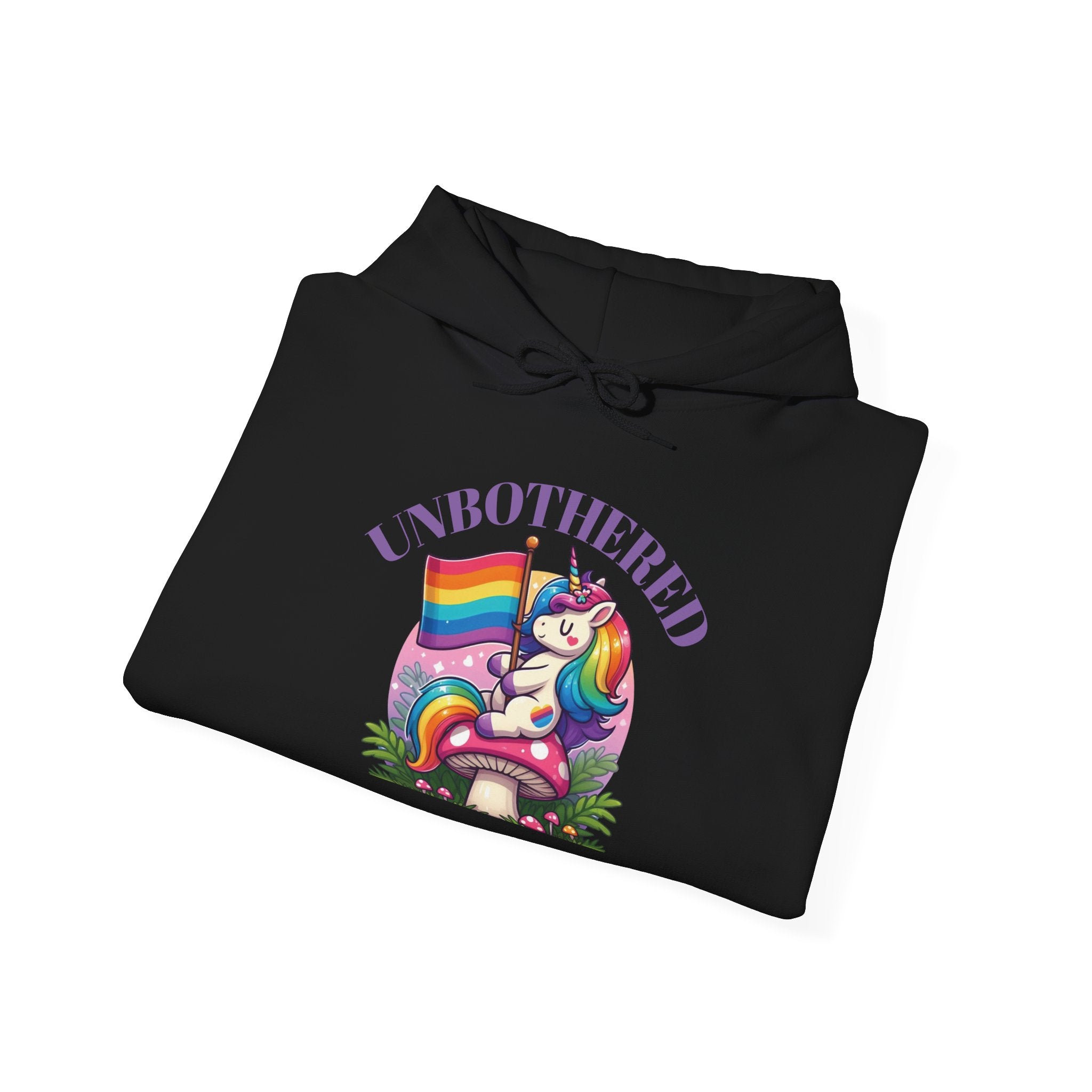 VYBZ "UNBOTHERED" Hoodie for All Ages, LGBTQ+ Gift, Cozy Sweatshirt, Cute Animal Apparel, Fun Pride Merchandise