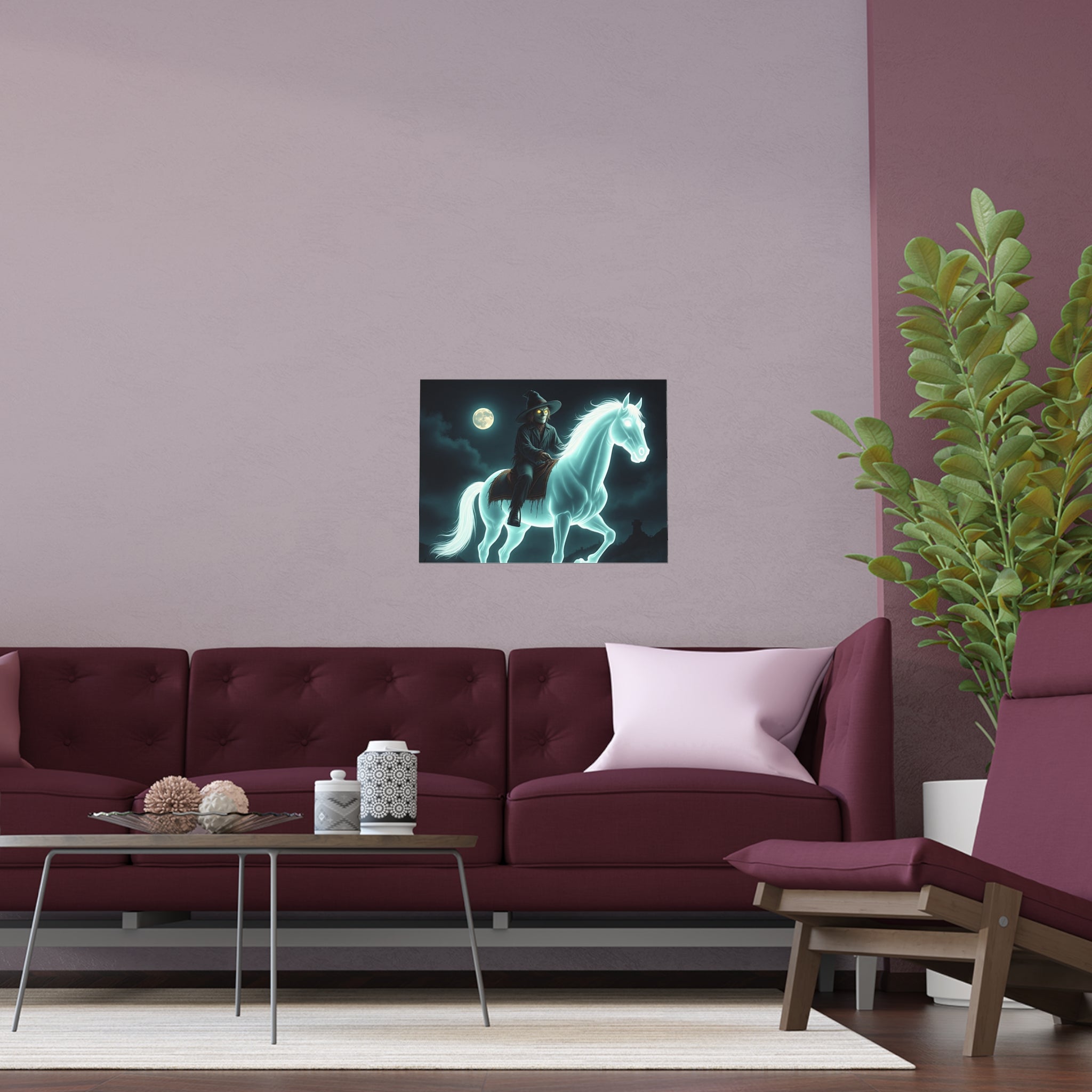 Mystical Wizard Horse Silk Poster, Home Decor, Halloween Art, Wall Art, Gift for Horse Lovers, Indoor and Outdoor Decoration