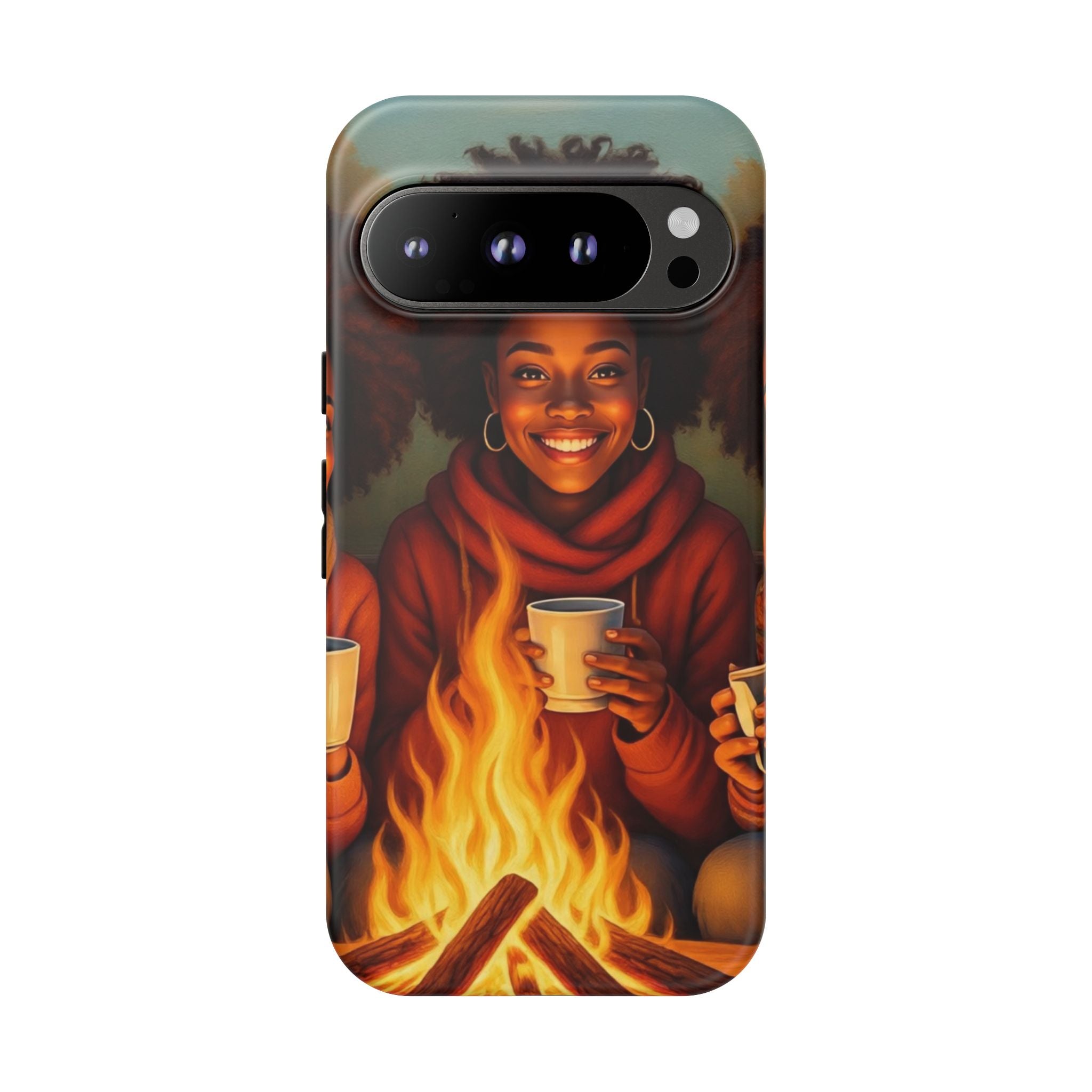 Cozy Phone Case for Campfire Lovers, Tough Cases with Inspirational Design, Perfect Gift for Friends, Birthday Present, Nature Vibe