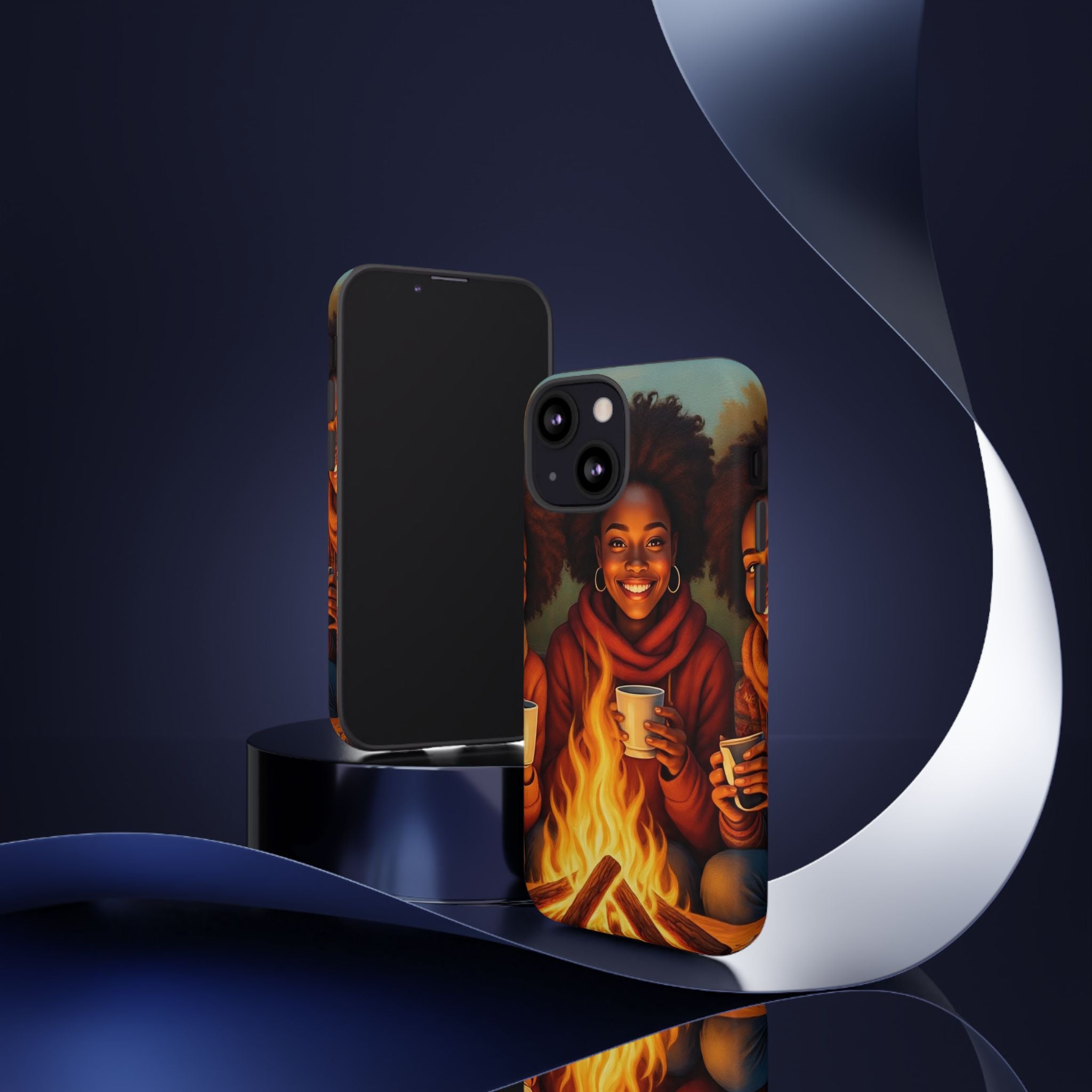 Cozy Phone Case for Campfire Lovers, Tough Cases with Inspirational Design, Perfect Gift for Friends, Birthday Present, Nature Vibe