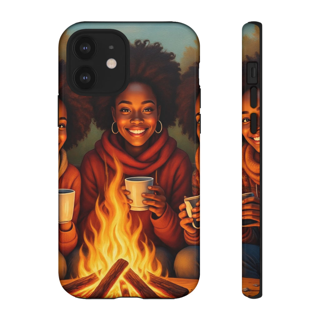 Cozy Phone Case for Campfire Lovers, Tough Cases with Inspirational Design, Perfect Gift for Friends, Birthday Present, Nature Vibe
