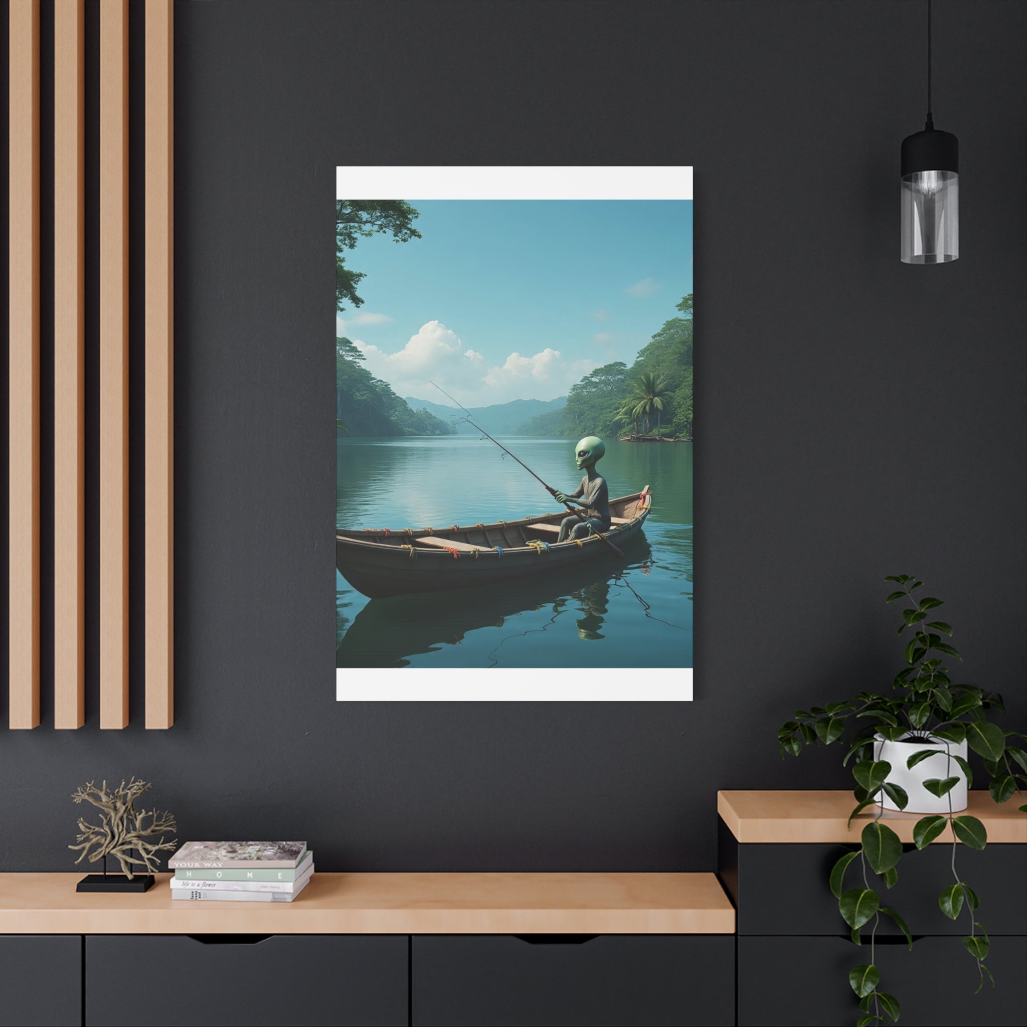 Alien Fishing Canvas Art