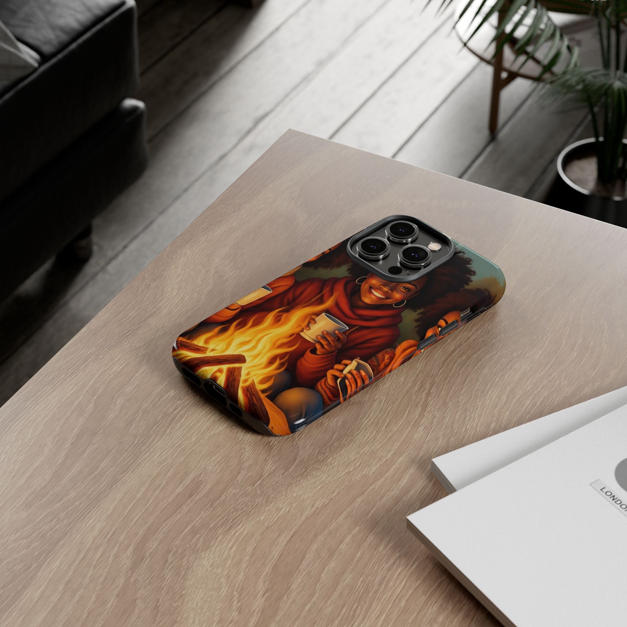 Cozy Phone Case for Campfire Lovers, Tough Cases with Inspirational Design, Perfect Gift for Friends, Birthday Present, Nature Vibe