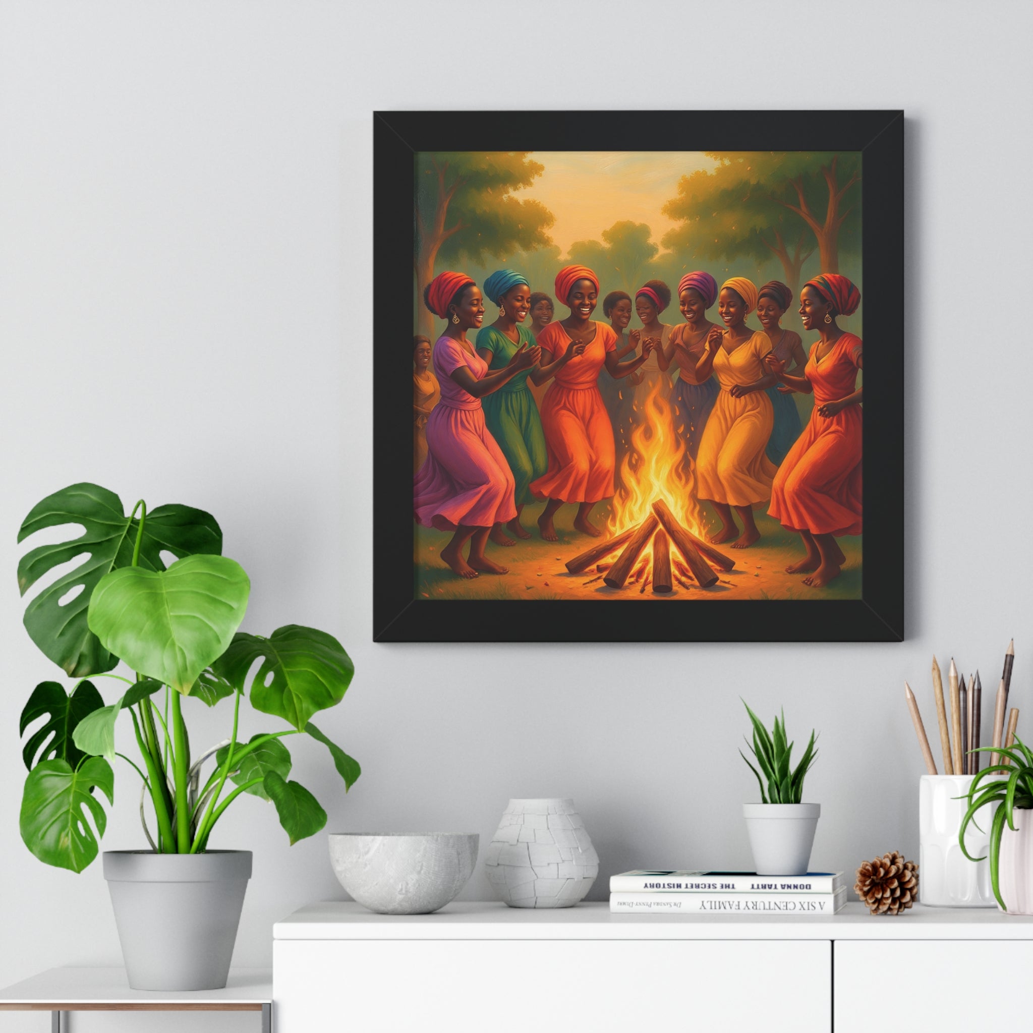 African Women Dance Bonfire Poster