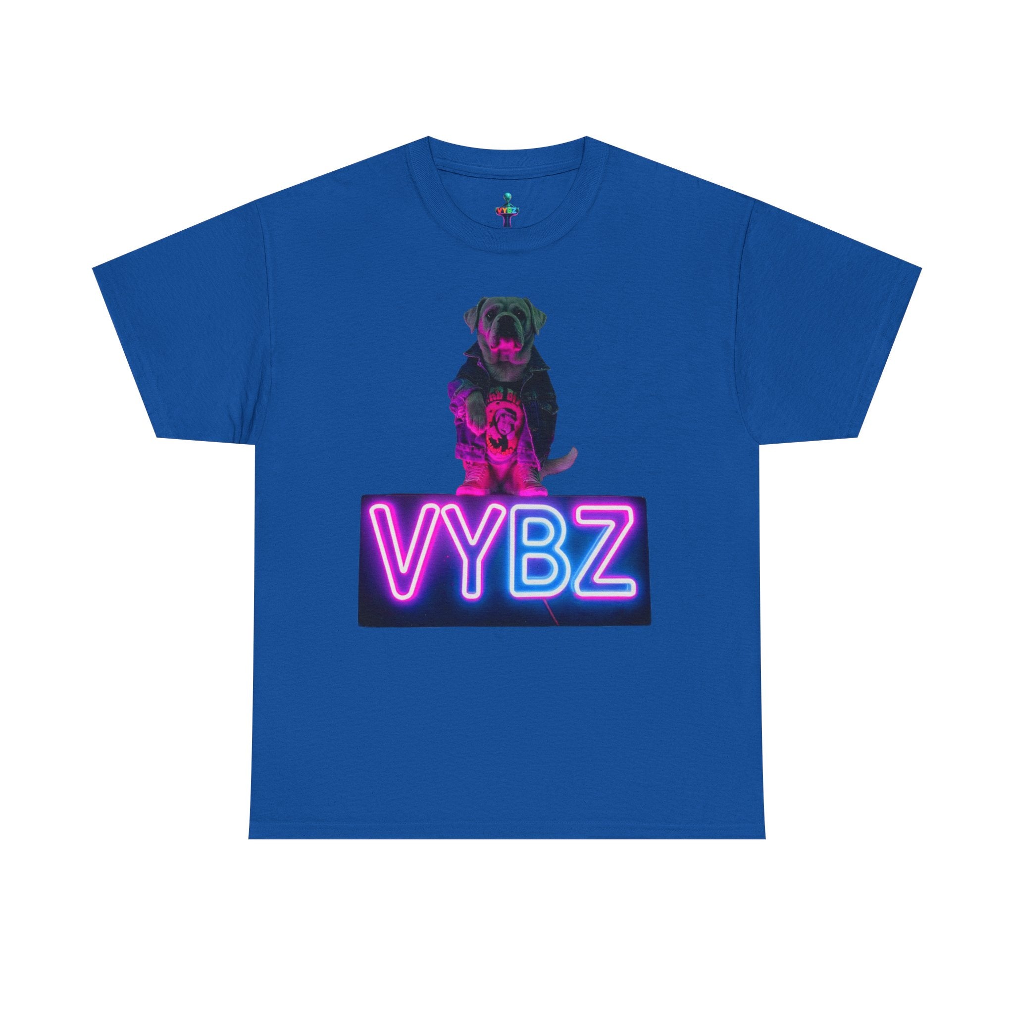 Neon Dog VYBZ Tee, Unisex Heavy Cotton T-Shirt, Casual Wear, Pet Lovers Gift, Streetwear Style, Dog Lover Apparel