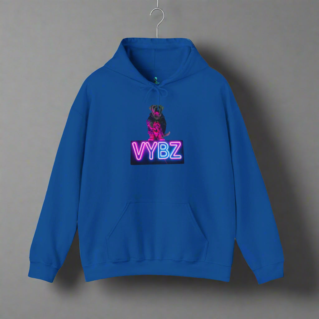VYBZ Neon Dog Vibe Hoodie, Dog Lover Gift, Unisex Sweatshirt, Cozy Fashion, Music Festival Apparel, Streetwear Style