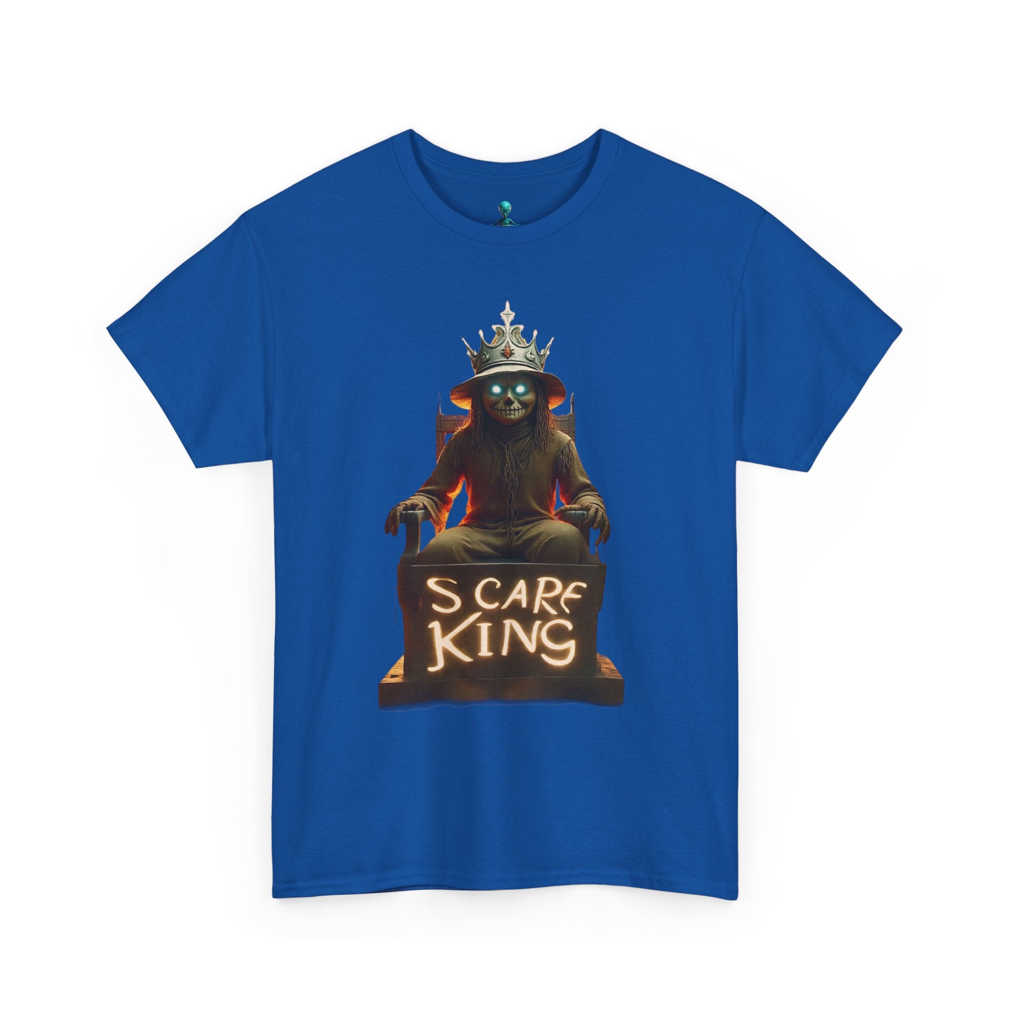 VYBZ Scare King Unisex Heavy Cotton Tee, Halloween Shirt, Horror Tee, Graphic T-Shirt, Scary Costume Top, Gift for Spooky Lovers