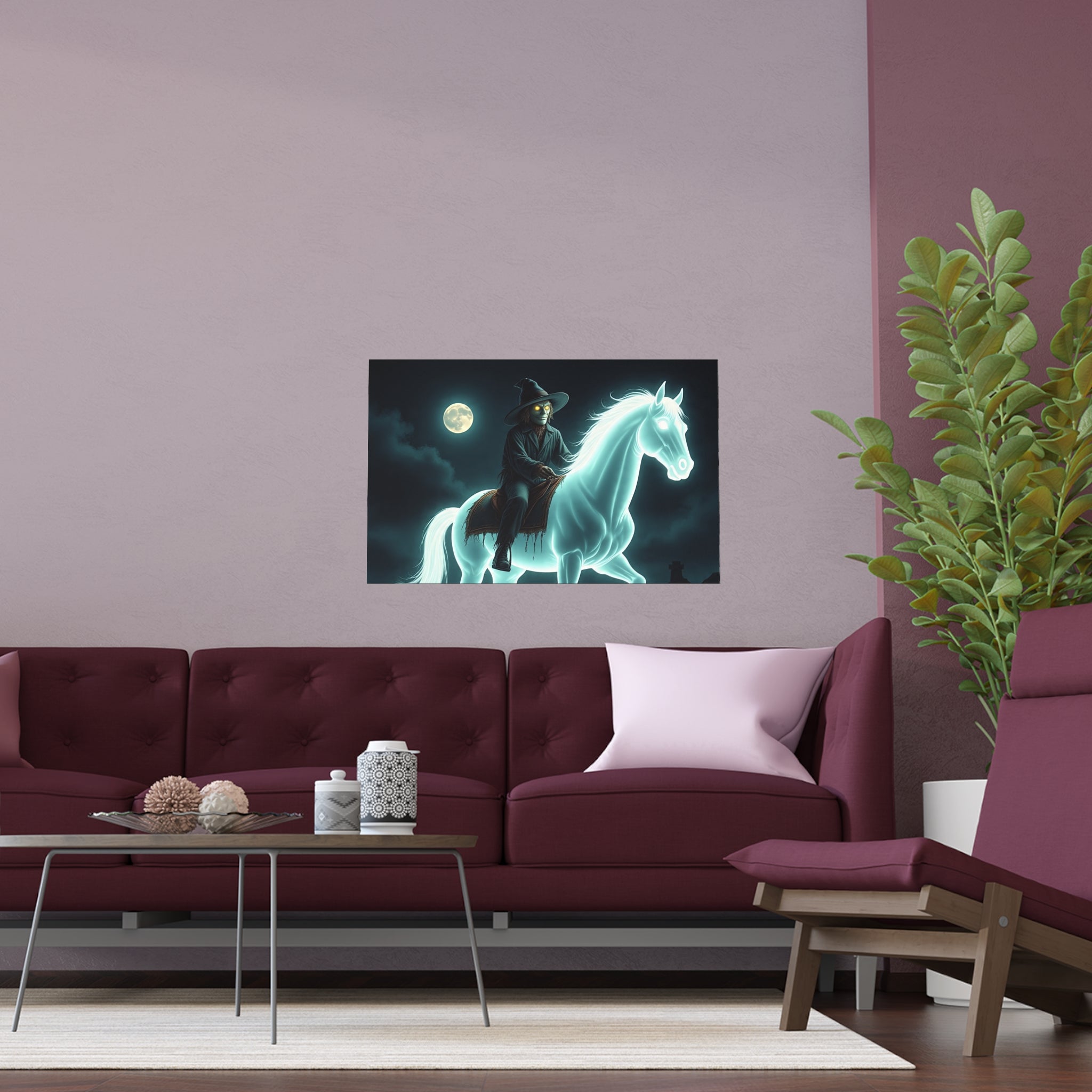 Mystical Wizard Horse Silk Poster, Home Decor, Halloween Art, Wall Art, Gift for Horse Lovers, Indoor and Outdoor Decoration