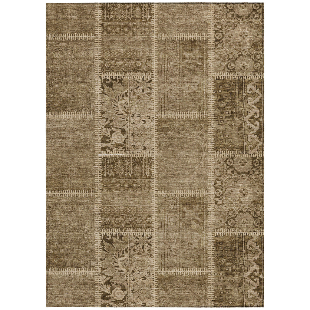 3' X 5' Brown And Beige Patchwork Washable Indoor Outdoor Area Rug-5