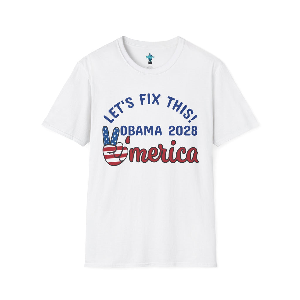 VYBZ Obama 2028 Unisex Softstyle T-Shirt, Casual Wear, Political Statement Tee, Gift for Activists, Election Merchandise