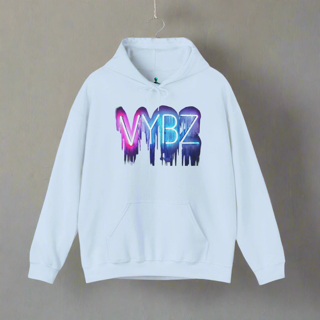 Vibrant VYBZ Unisex Hooded Sweatshirt, Trendy Streetwear, Layering Essential, Gift for Friends, Music Festival Outfit
