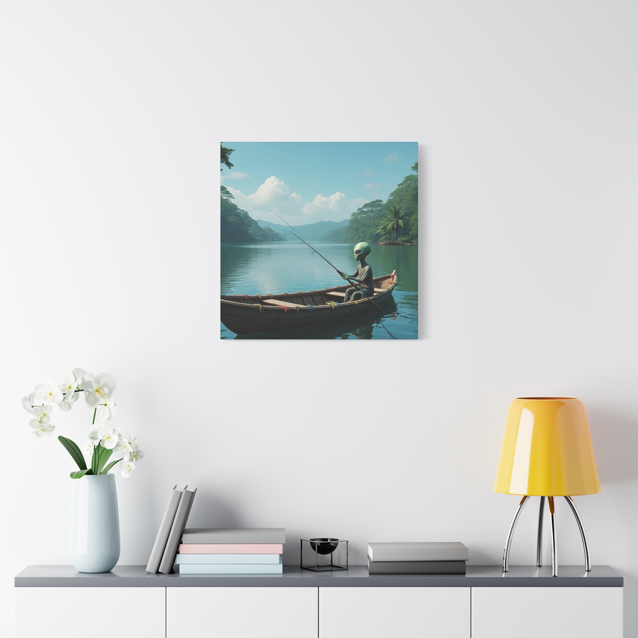 Alien Fishing Canvas Art