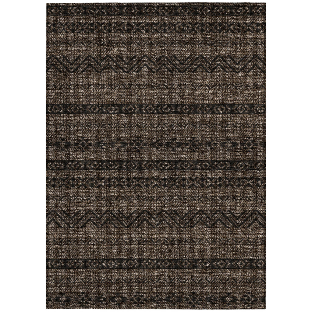 10' X 14' Chocolate And Brown Southwestern Washable Indoor Outdoor Area Rug-6