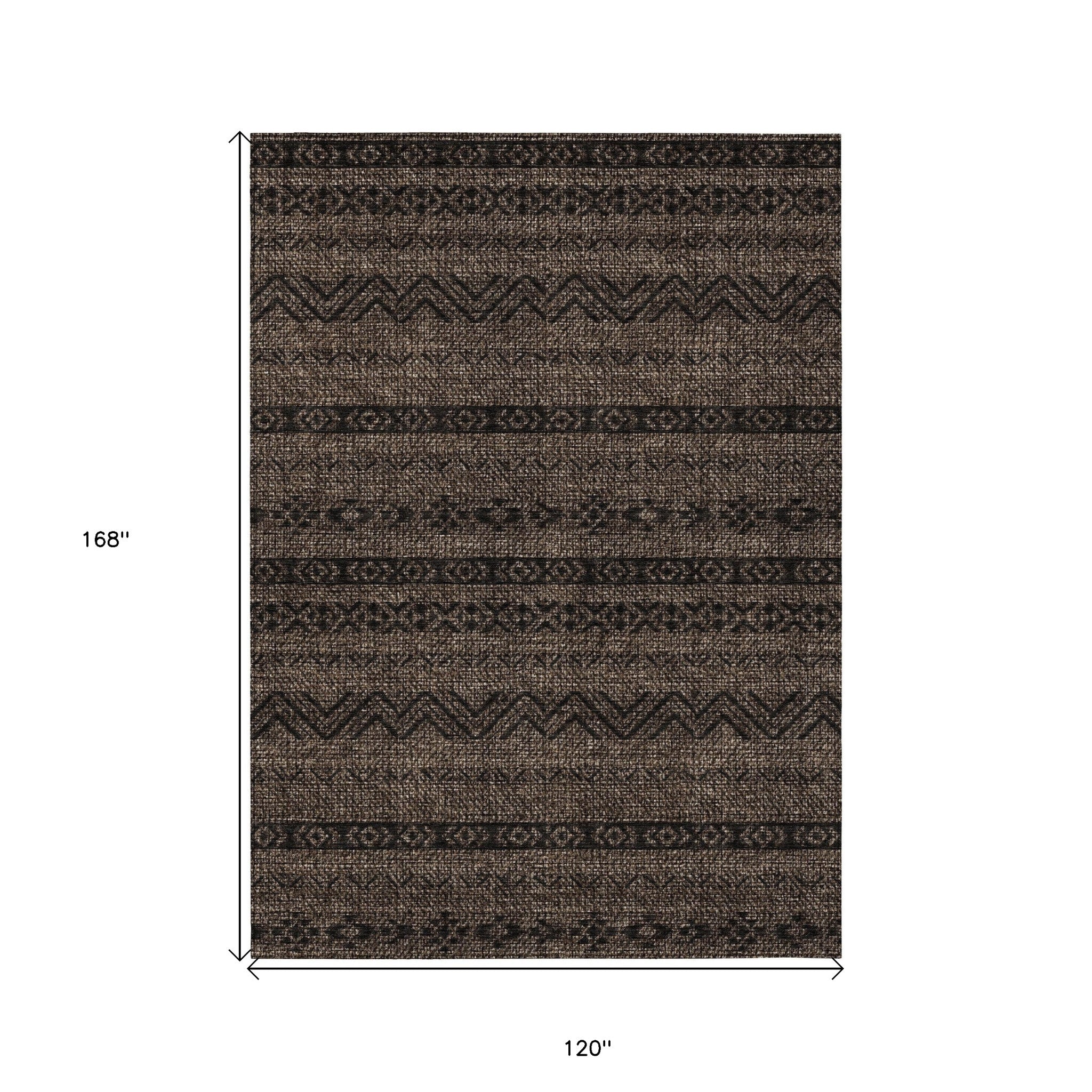 10' X 14' Chocolate And Brown Southwestern Washable Indoor Outdoor Area Rug-2