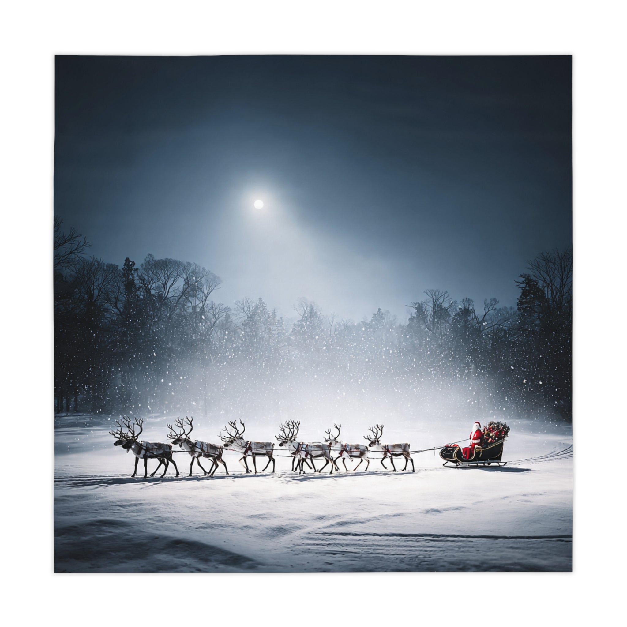 Tablecloth - Moonlit Santa Sleigh Christmas Holiday Table Cover