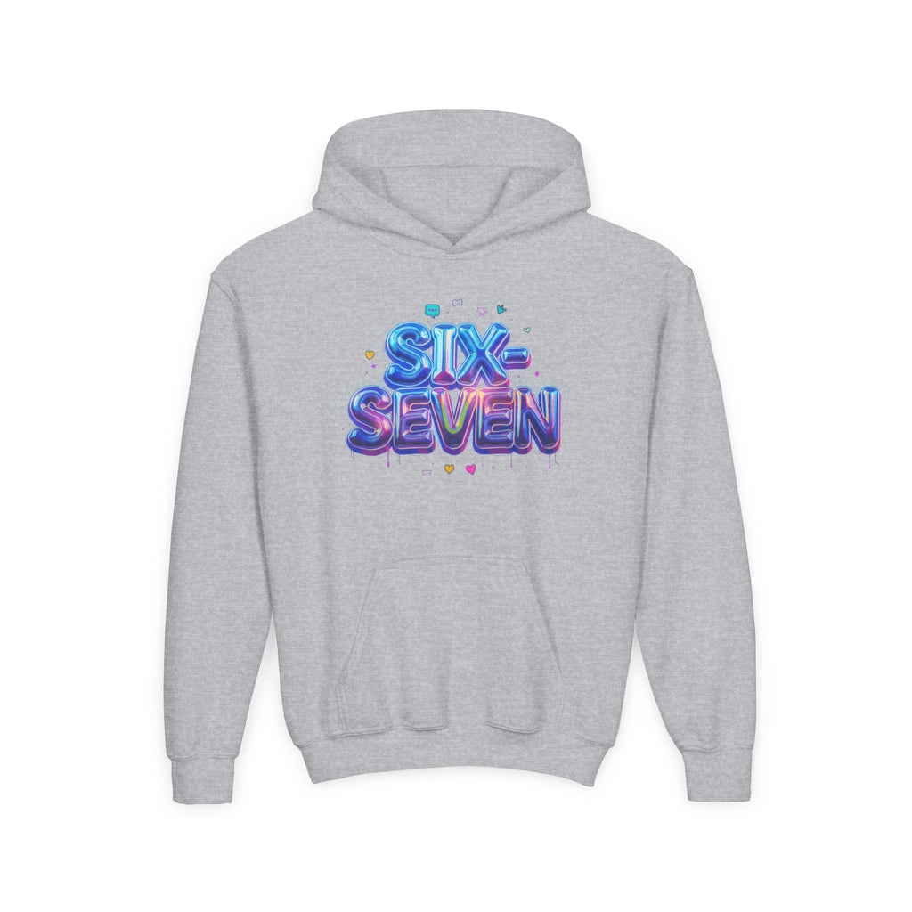 Youth Hoodie — "Six Seven" Colorful 3D Balloon Text Graphic