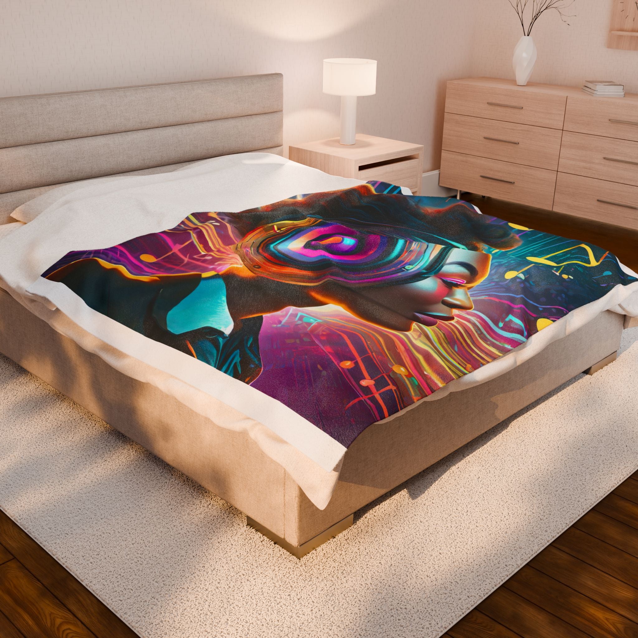 Vibrant Music Lover's Velveteen Plush Blanket