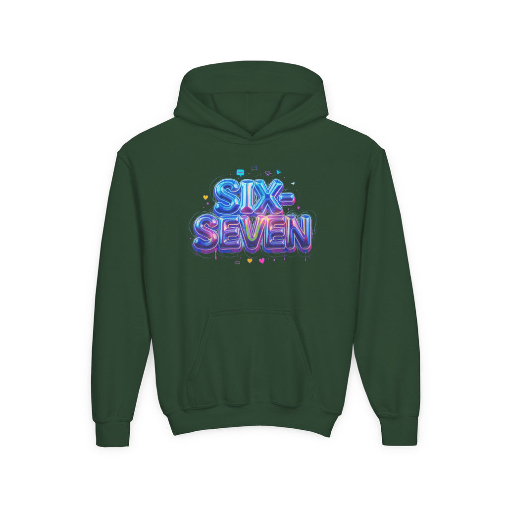 Youth Hoodie — "Six Seven" Colorful 3D Balloon Text Graphic