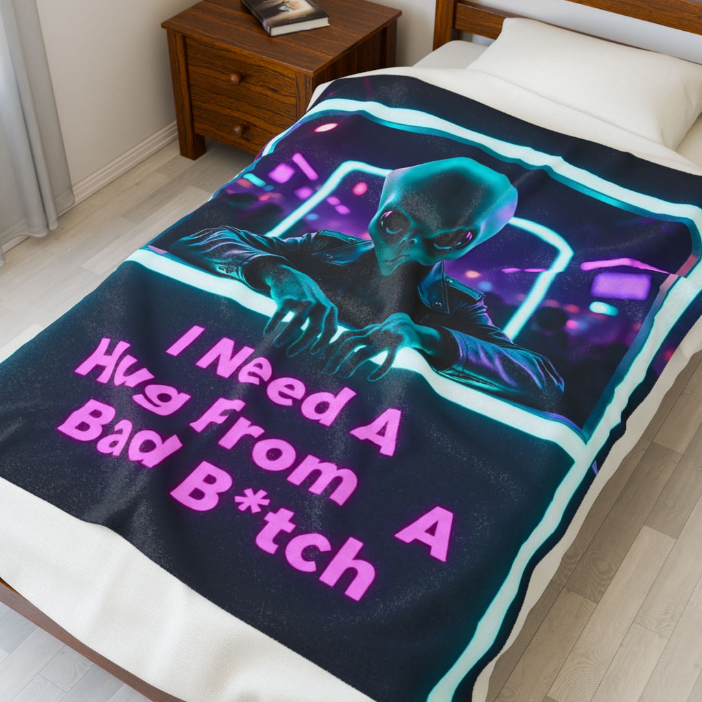 Blanket - Alien Theme Bad Bitch Velveteen Plush Blanket