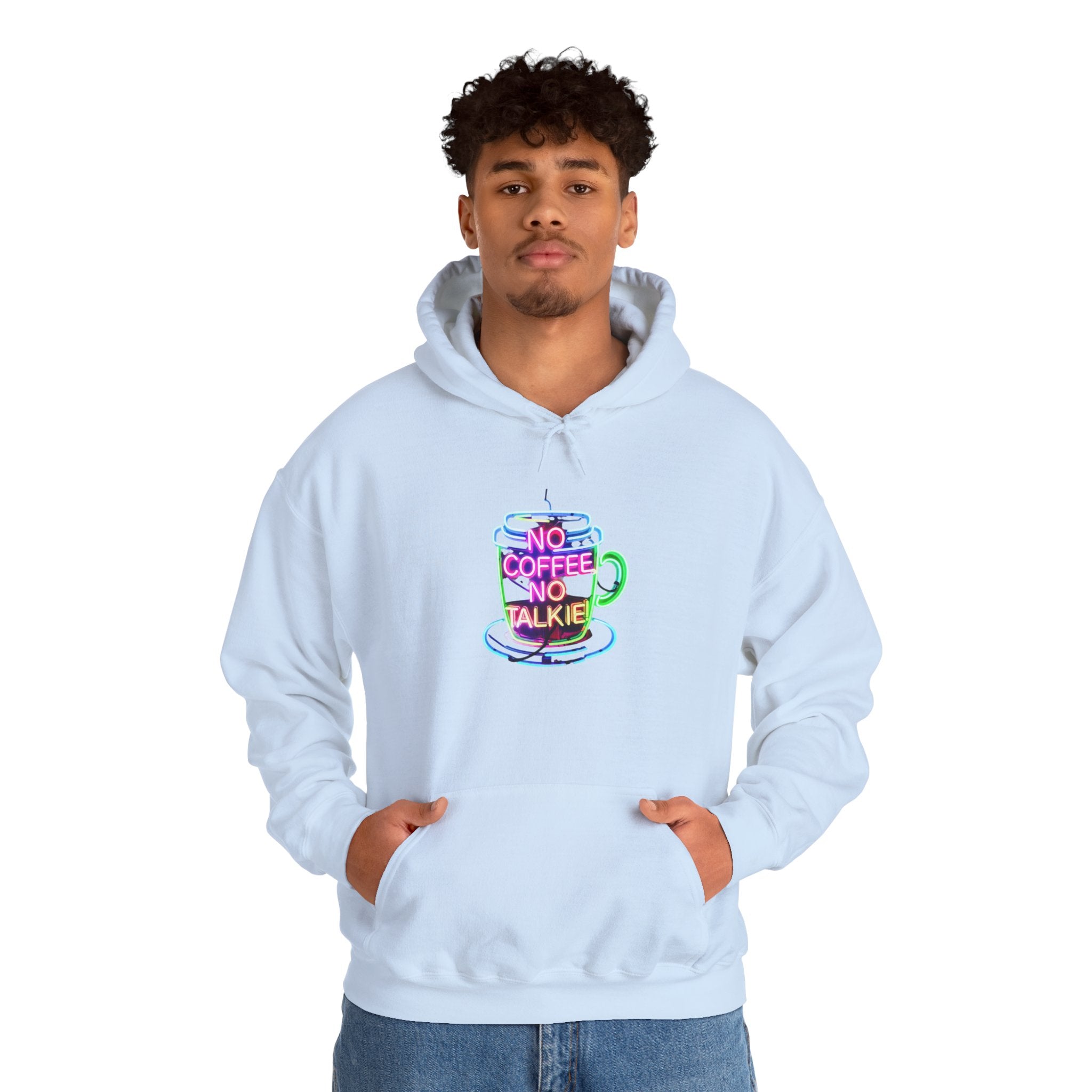 Hoodie - "No Coffee No Talkie" Colorful Coffee Cup Hoodie