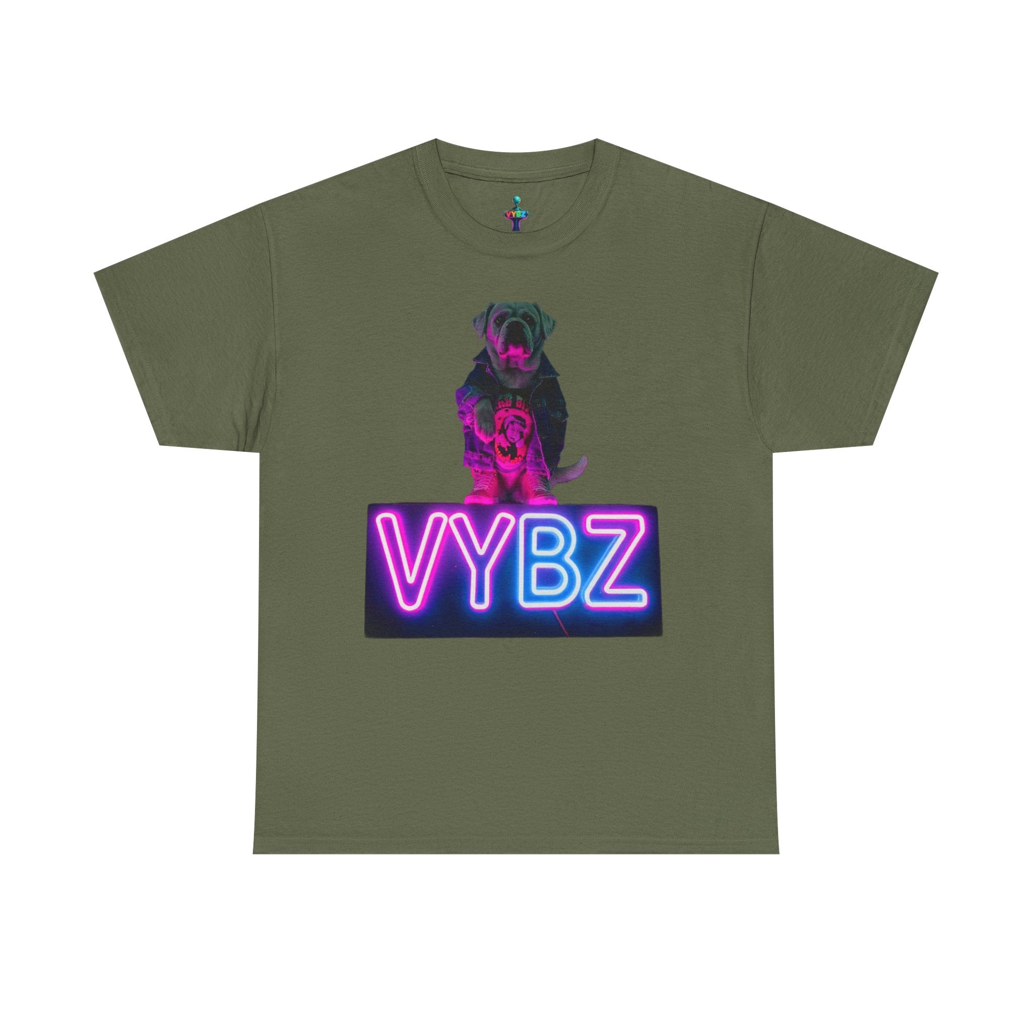 Neon Dog VYBZ Tee, Unisex Heavy Cotton T-Shirt, Casual Wear, Pet Lovers Gift, Streetwear Style, Dog Lover Apparel